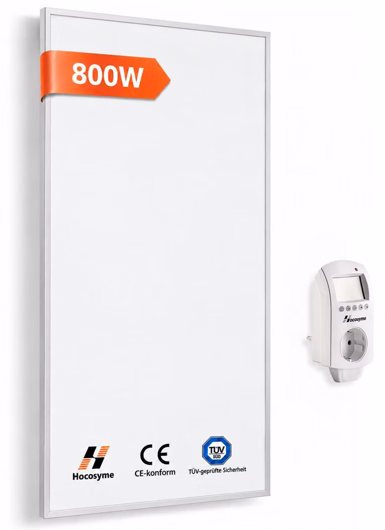Pannello infrarossi con termostato digitale - 800 Watt di potenza - Alluminio bianco