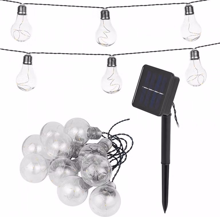 Luci da fata ad energia solare 50 LED 10x lampadine solari ghirlanda di luci da fata per giardino IP44 5m