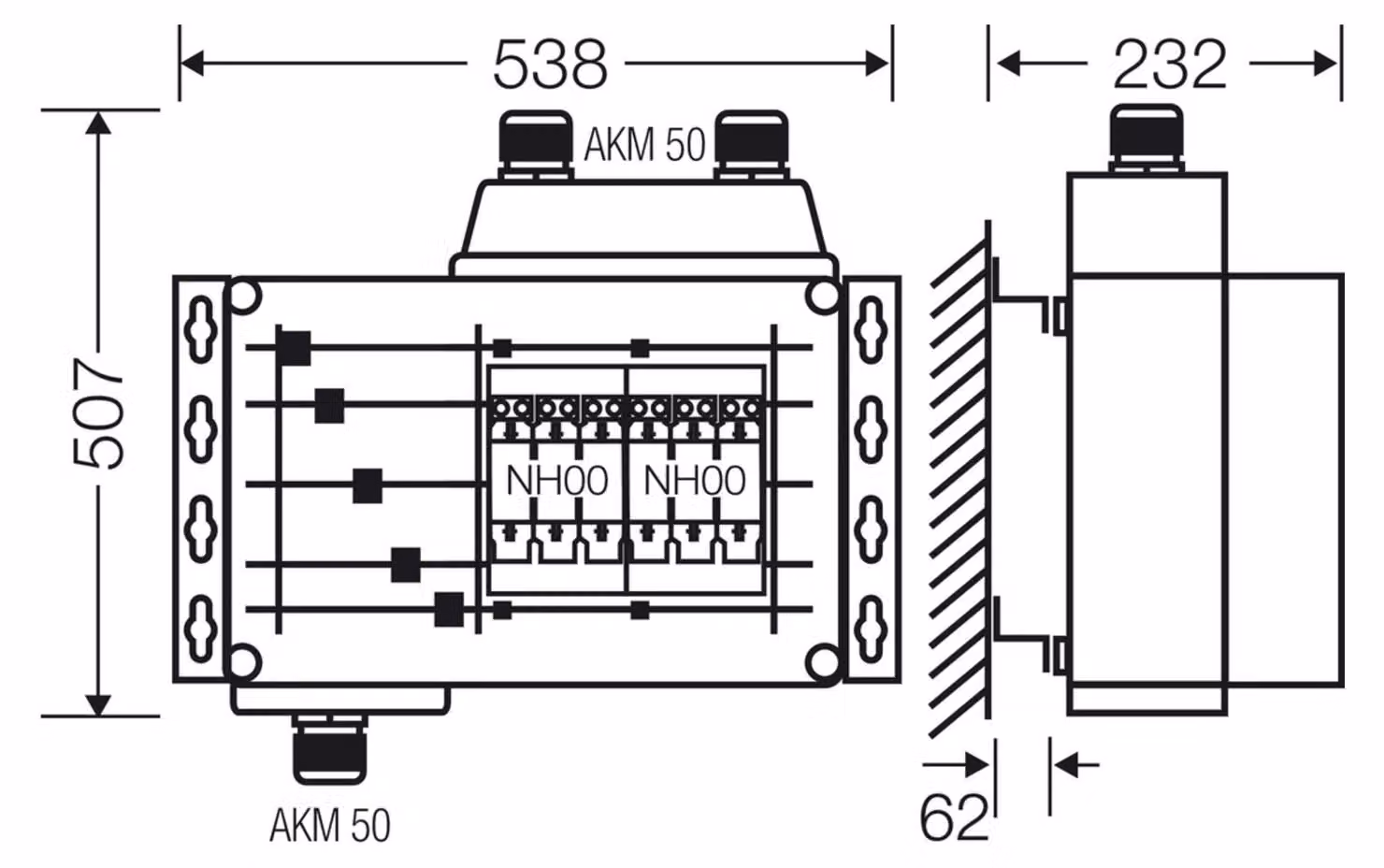 Distributore Hensel 2x3xNH 00 Mi AS 4142 20001505