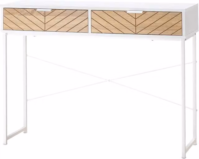 Consolle per ingresso zephmum con 2 cassetti in metallo bianco L: 100 cm, P: 30 cm, H: 75 cm