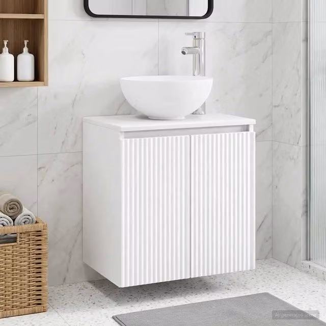 Mobile Lavabo da Parete Moderno vidaXL Bianco L: 49,5 cm, P: 35 cm, H: 63 cm