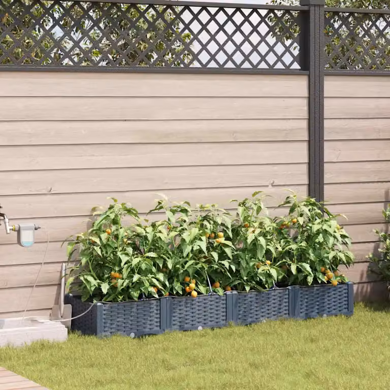 Set di 4 vasi da giardino vidaXL in plastica grigio chiaro L: 160 cm, P: 40 cm, H: 22 cm