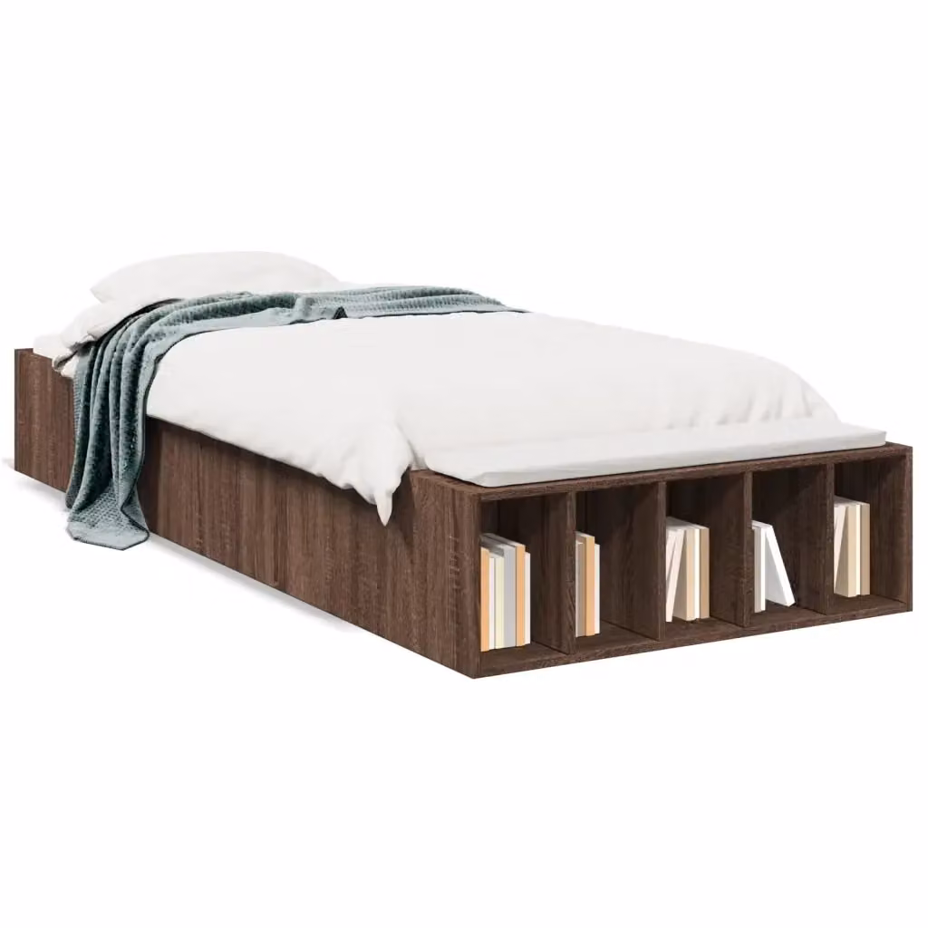 Letto singolo con contenitore vidaXL in legno rovere marrone L/P/H: 225.5 x 90 x 30 cm – 2