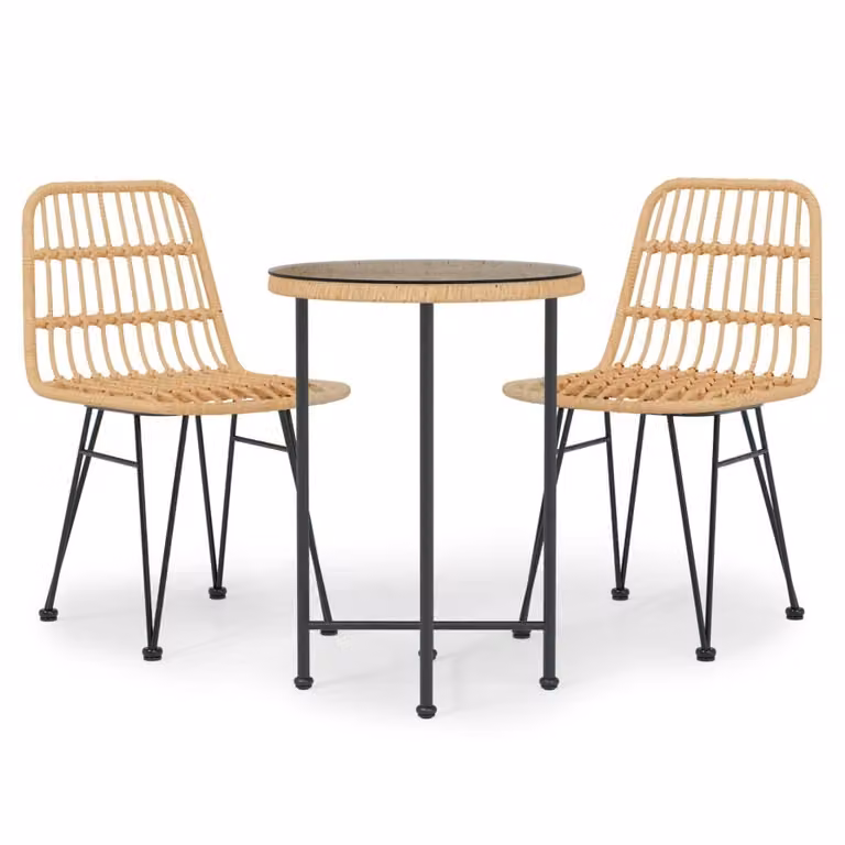 Set da Pranzo da Giardino 3 pz in Polyrattan