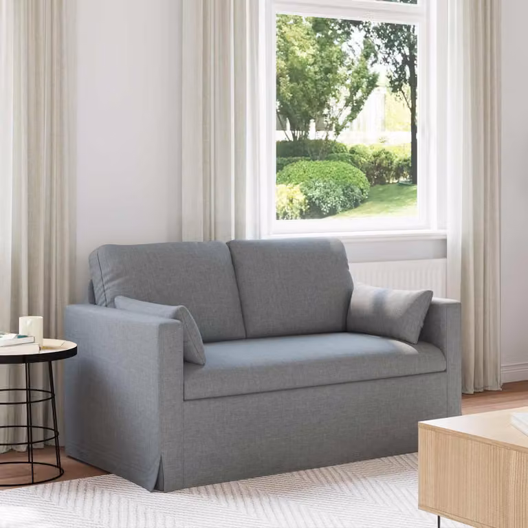 Divano vidaXL in tessuto grigio con struttura in metallo, L: 139 cm, P: 78 cm, H: 80 cm