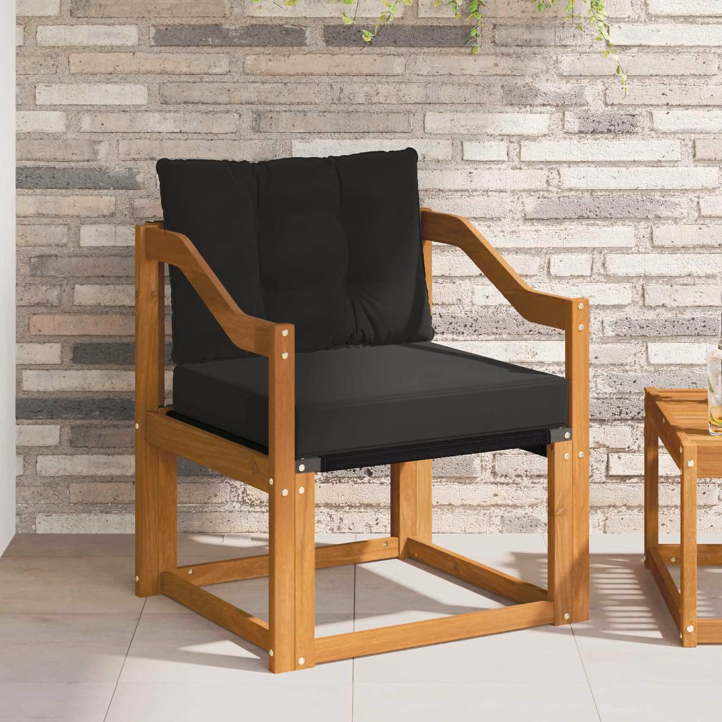 Set di 2 divani da esterno vidaXL in legno di acacia massello naturale con cuscini in tessuto e schiuma per giardino e terrazza