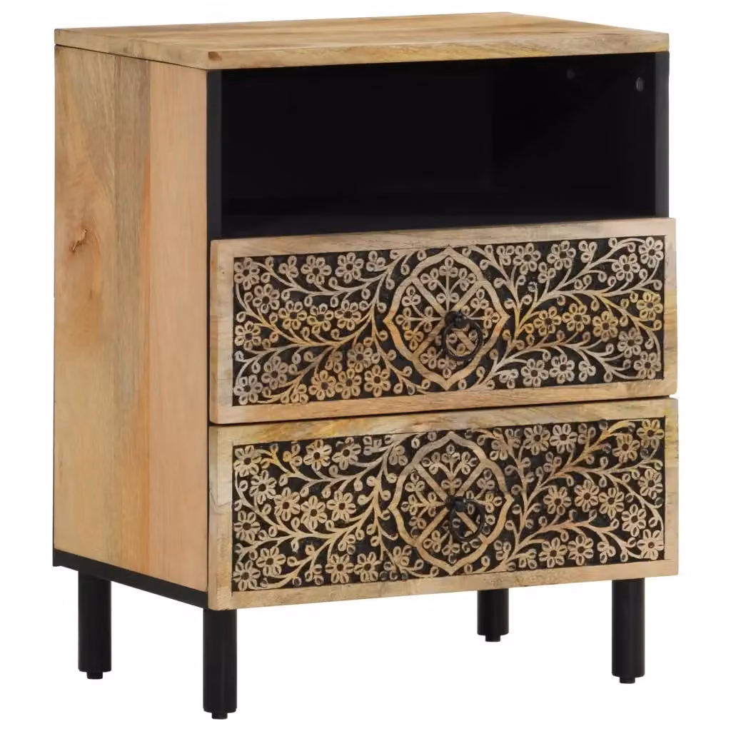 Comodino sospeso vidaXL in legno di mango marrone L: 50 cm, P: 33 cm, H: 60 cm – 2