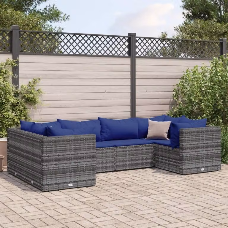 Maison Exclusive - Set da giardino 6 pezzi con cuscini grigio in polyrattan