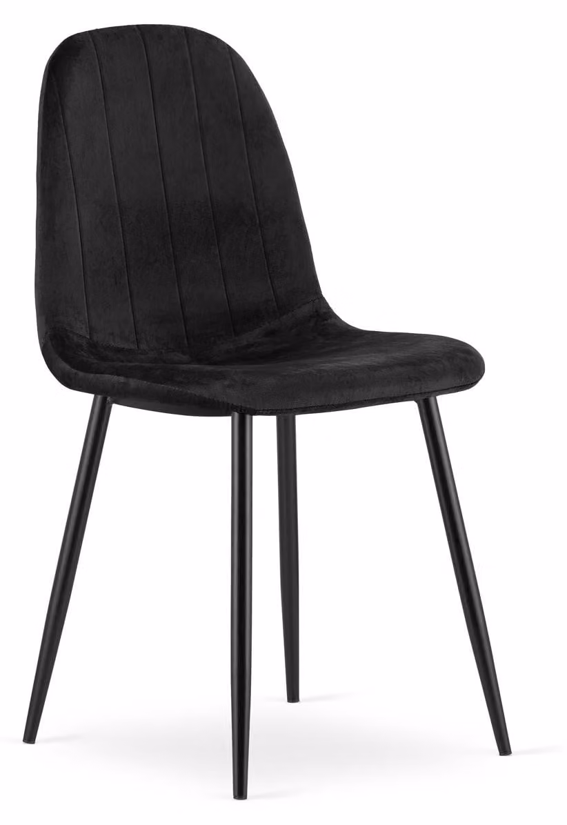 Sedia Padva in velluto nero con gambe in metallo