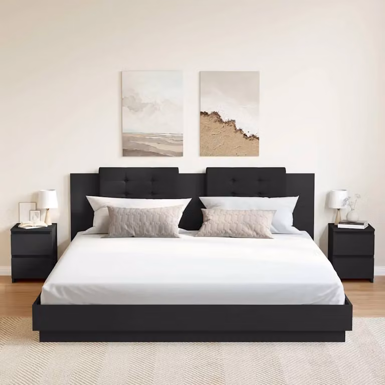 Set di 2 comodini vidaXL neri in legno multistrato e MDF L/P/H: 30 x 30 x 40 cm