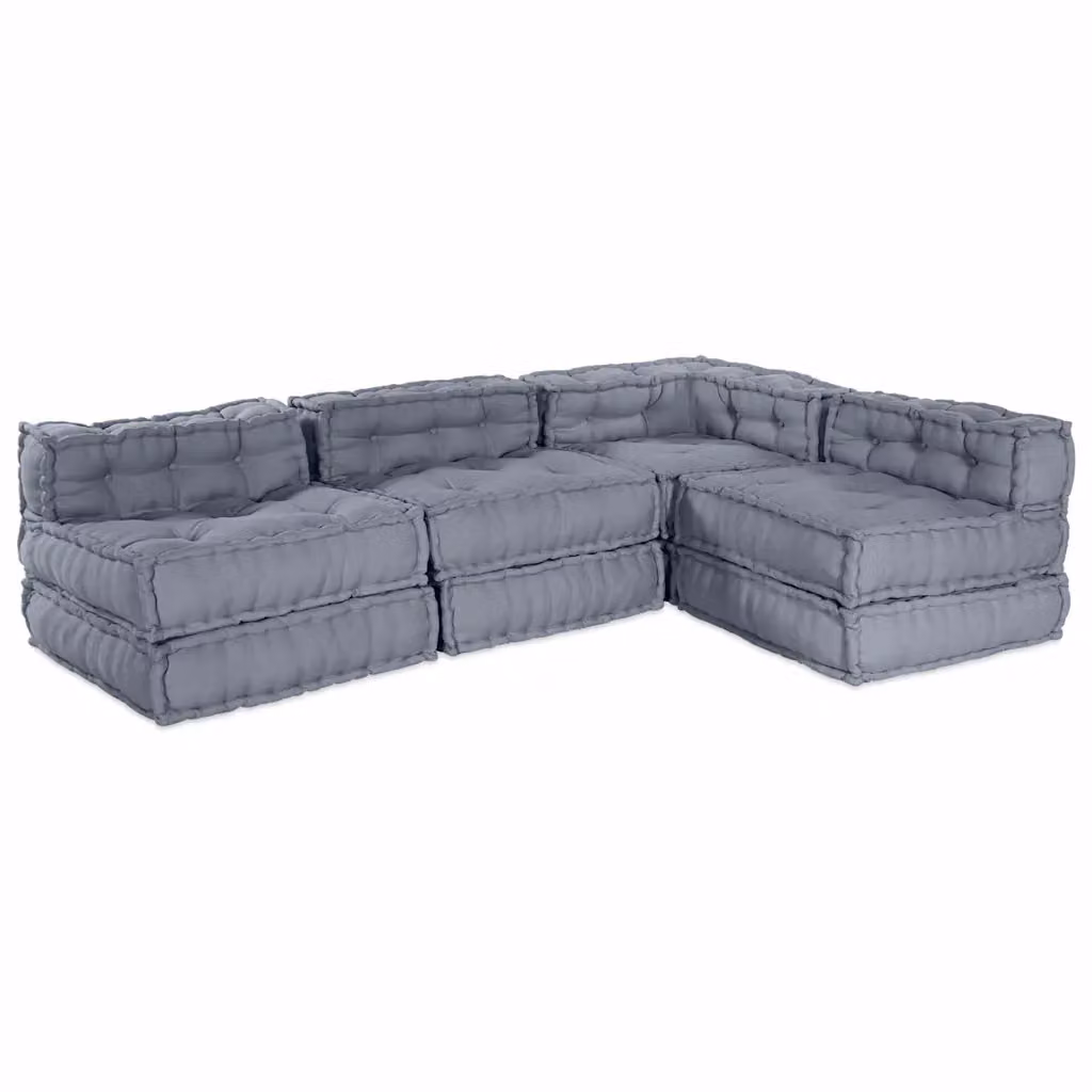 vidaXL Divano Modulare a L in Tessuto Grigio con Seduta Imbottita L/P/H: 210 x 140 x 56 cm