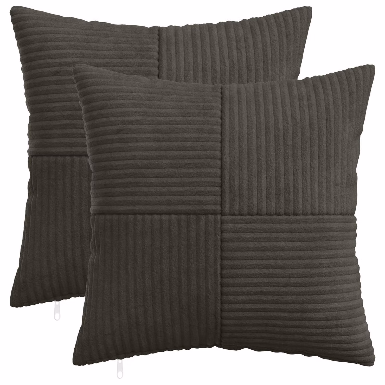 Set di 2 federe vidaXL ALMELO in velluto a coste color antracite, L/P: 30 x 30 cm