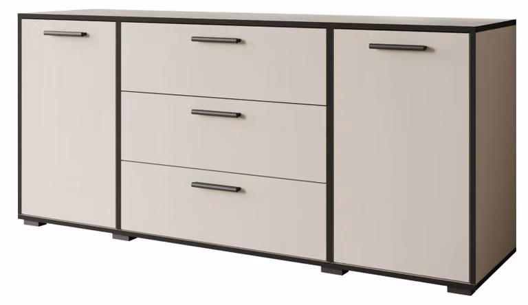 Comò moderno da soggiorno, 150 cm di larghezza, con 3 cassetti e 2 ante, finitura cachemire