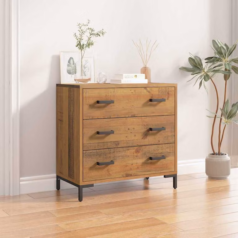 Cassettiera vidaXL in legno massello di pino stile vintage colore marrone L 75 cm, P 35 cm, H 70 cm