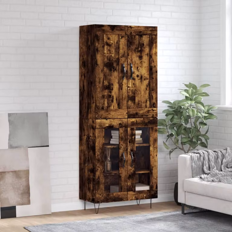 Credenza vidaXL in Rovere Fumo e Legno Multistrato, L/P/H: 69,5 x 34 x 180 cm