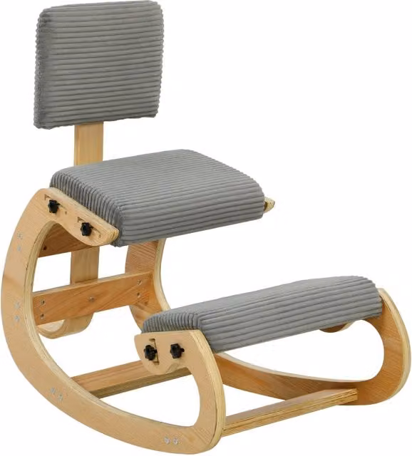 Sedia ergonomica inginocchiata, sgabello inginocchiato con schienale, effetto velluto a coste, sedia da ufficio per casa, ufficio, meditazione,