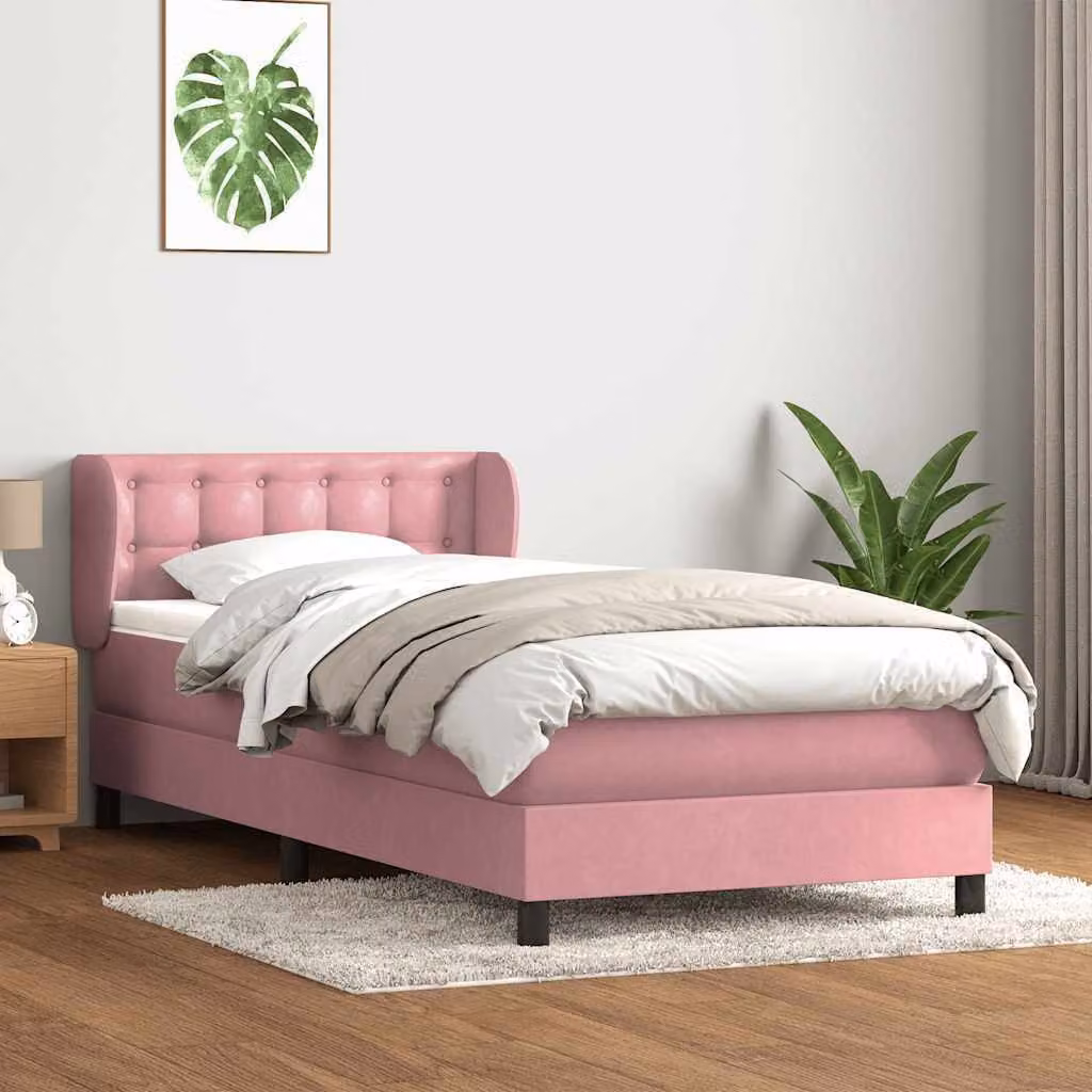 Maison Exclusive - Giroletto a Molle con Materasso Rosa 80x220 cm Velluto
