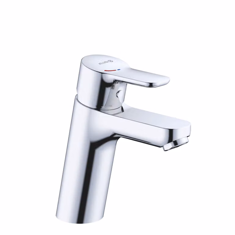 KLUDI PURE&EASY Mitigeur monocommandé pour lavabo, hauteur de bec 100mm, sans garniture d'écoulement, EcoPlus, chrome, 371980565WR4, 371980565WR4