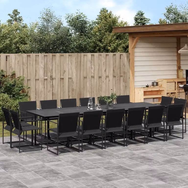 Maison Exclusive - Set da Pranzo da Giardino 17 pz Nero in Textilene