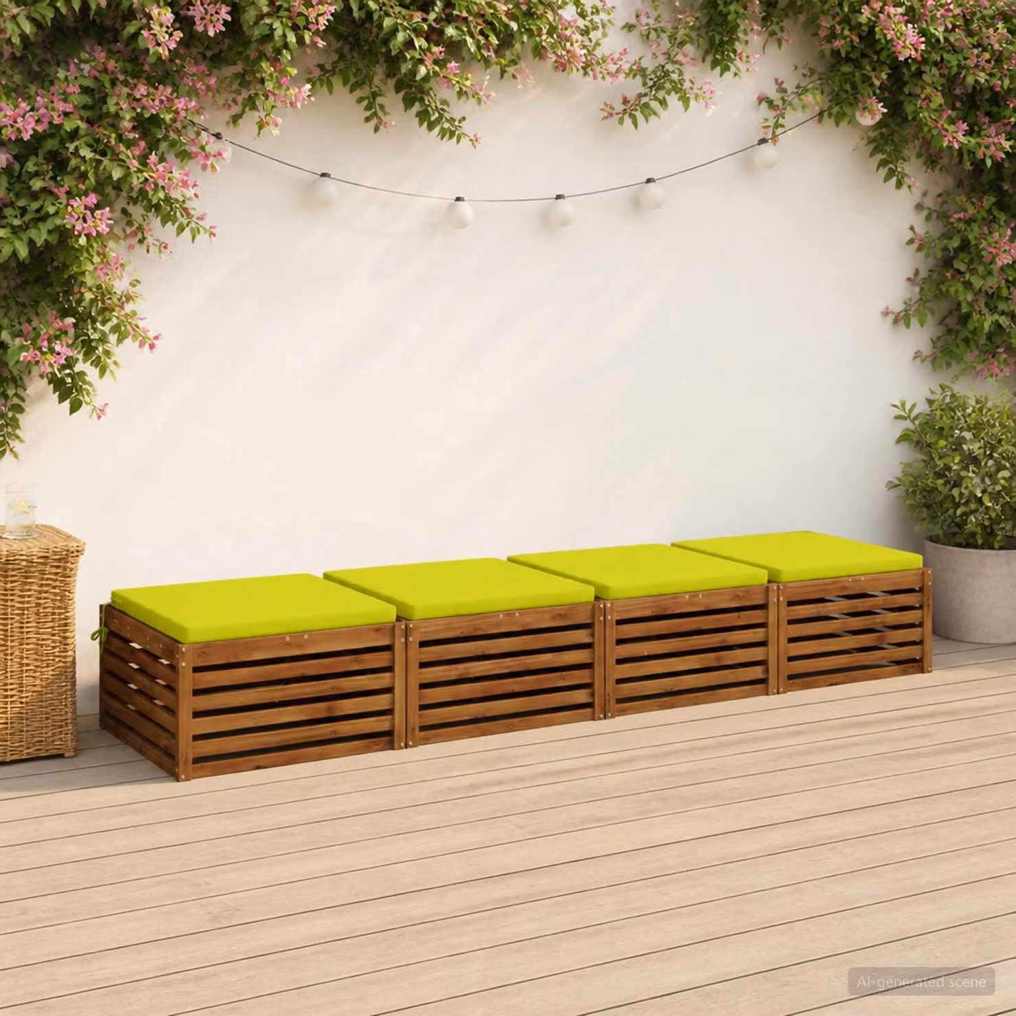 Set di 4 cuscini per sedia quadrati vidaXL in poliestere verde con rivestimento lavabile e resistente ai raggi UV