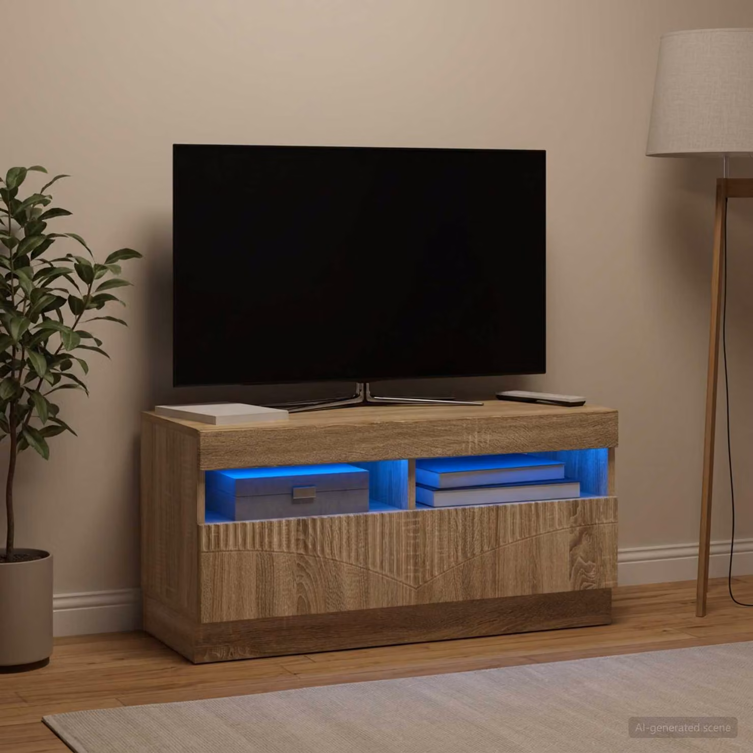Mobile TV LED vidaXL in Rovere Sonoma e Legno Ingegnerizzato Marrone, L 81,0 cm x P 40,0 cm x H 35,0 cm