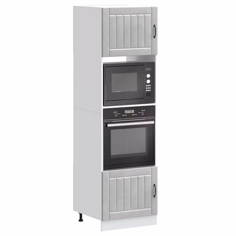 Set di 2 armadi per forno vidaXL Lucca in legno multistrato e MDF, colore grigio cemento opaco