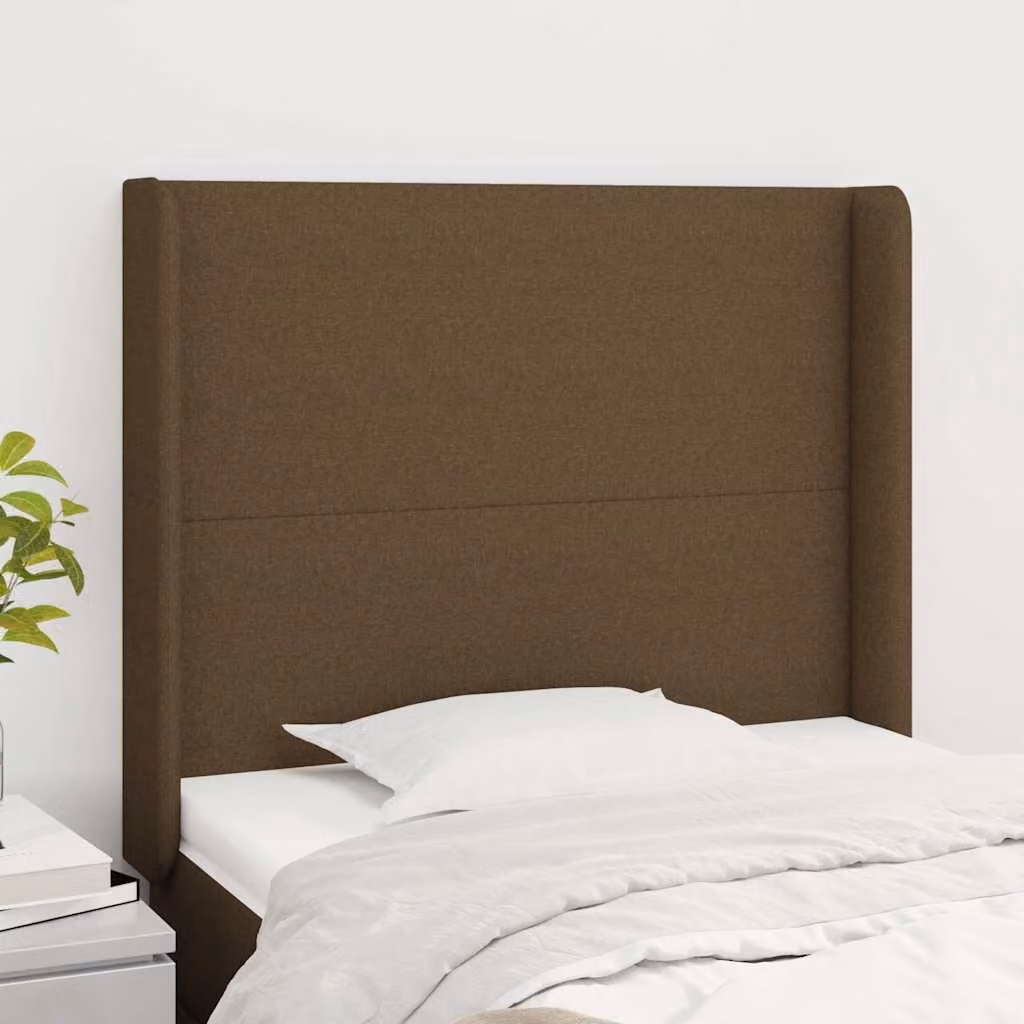Testiera ad orecchio vidaXL in tessuto marrone scuro L: 83 cm, P: 16 cm, H: 118-128 cm