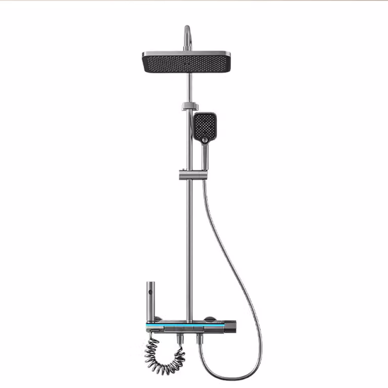 Sistema doccia con soffione, doccetta, bocca da bagno nascosta e doccia di pulizia ad alta pressione Grigio /WZZNHS/