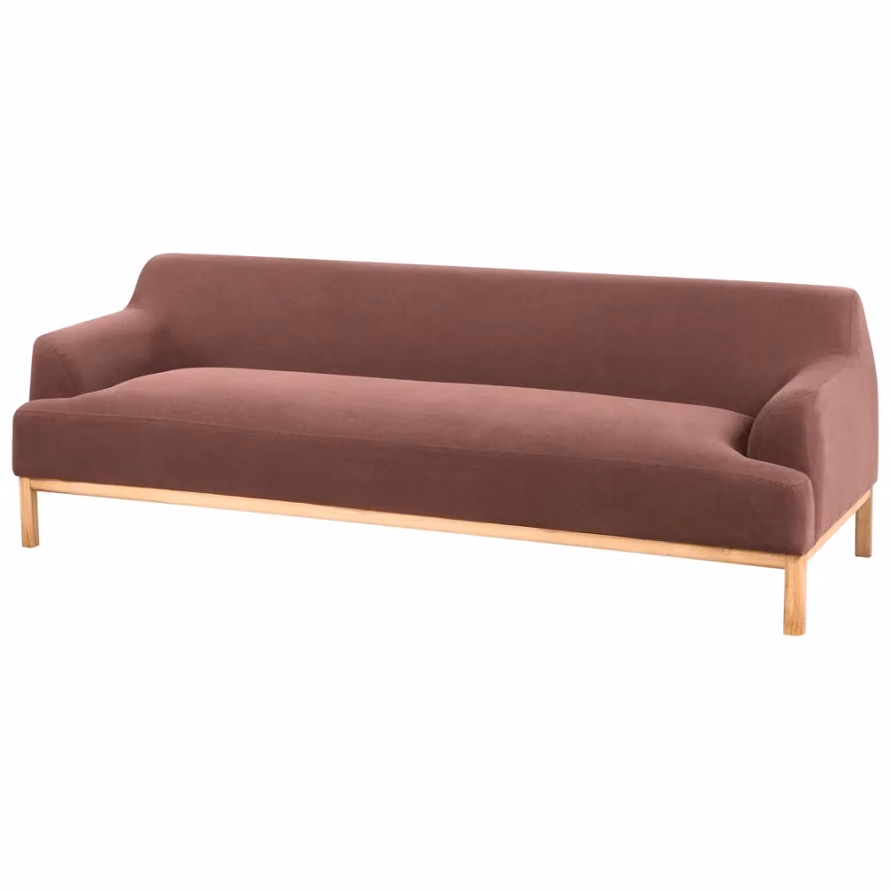 Divano a 3 posti BELIANI in tessuto rosso con struttura e gambe in legno massello per soggiorno moderno L: 219 cm, P: 83 cm, H: 74 cm – 2