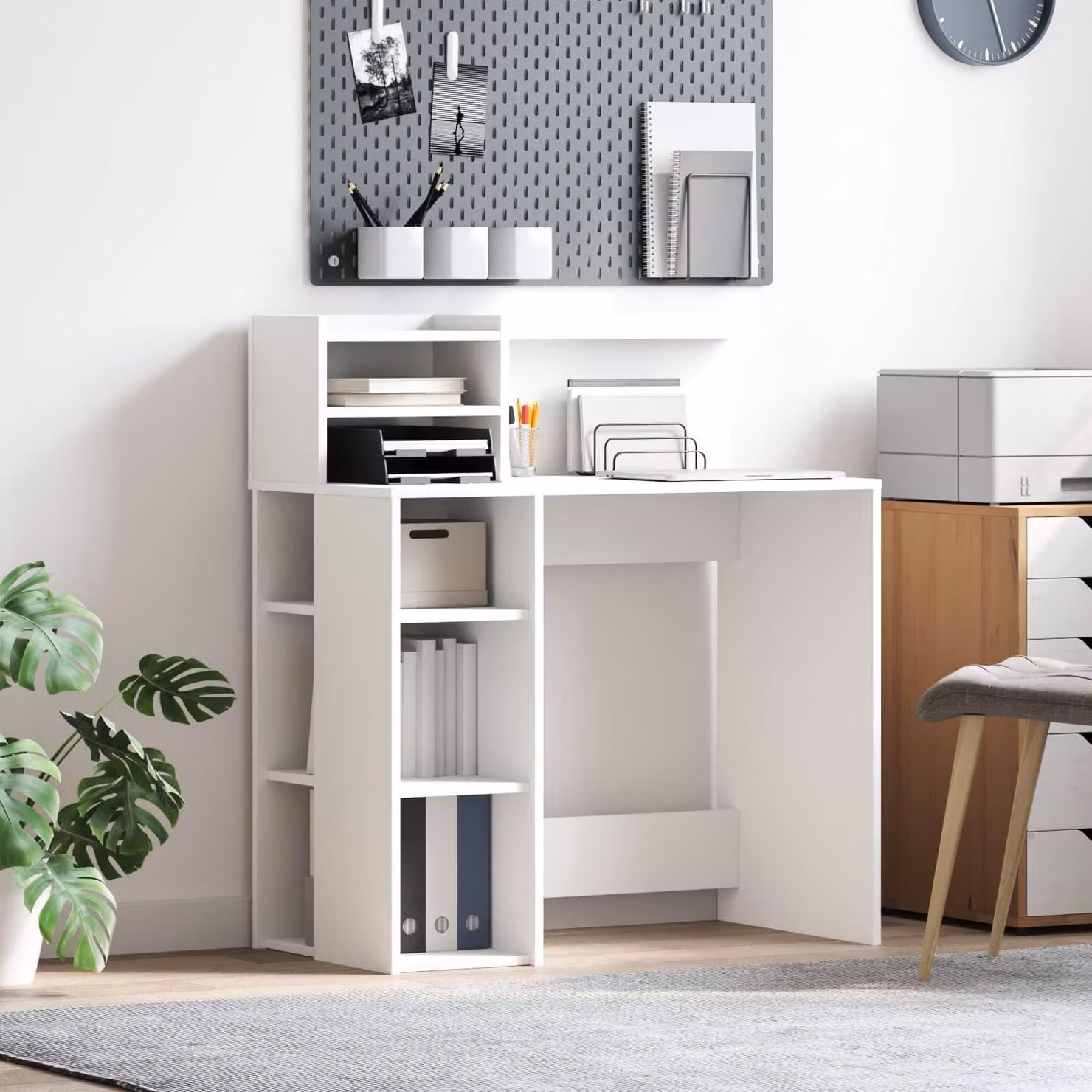 Maison Exclusive - Scrivania bianca in legno composito, dimensioni 90 x 48 x 101,5 cm