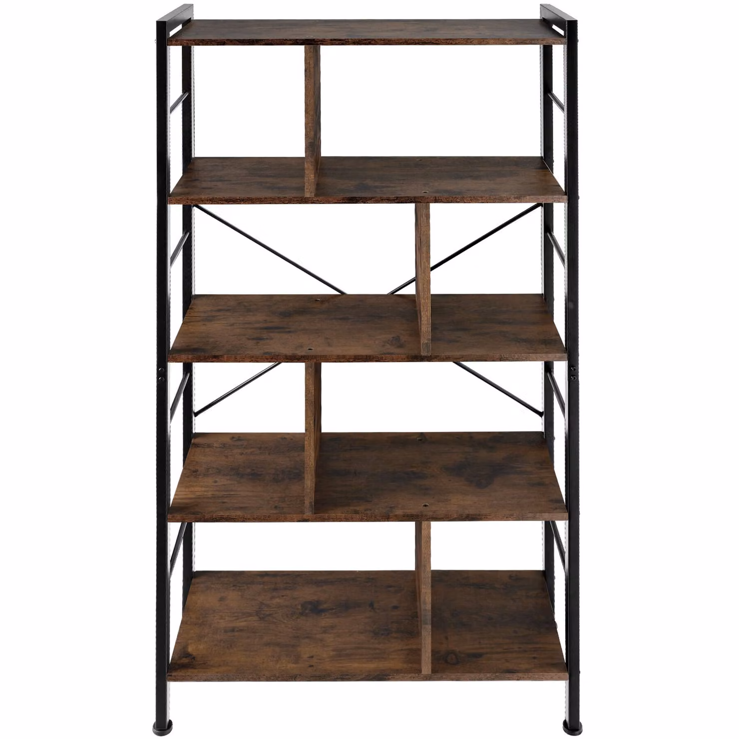 Scaffale Charleston tectake in stile industriale color marrone, L: 75,5 cm, P: 30 cm, H: 155 cm – 3