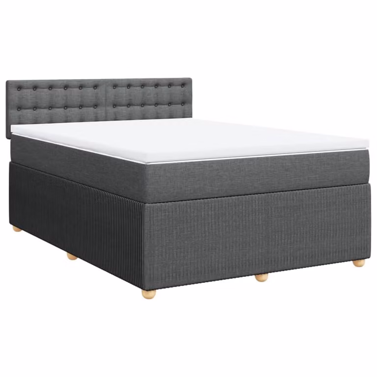 Giroletto a Molle con Materasso Grigio Scuro 140x190 cm Tessuto