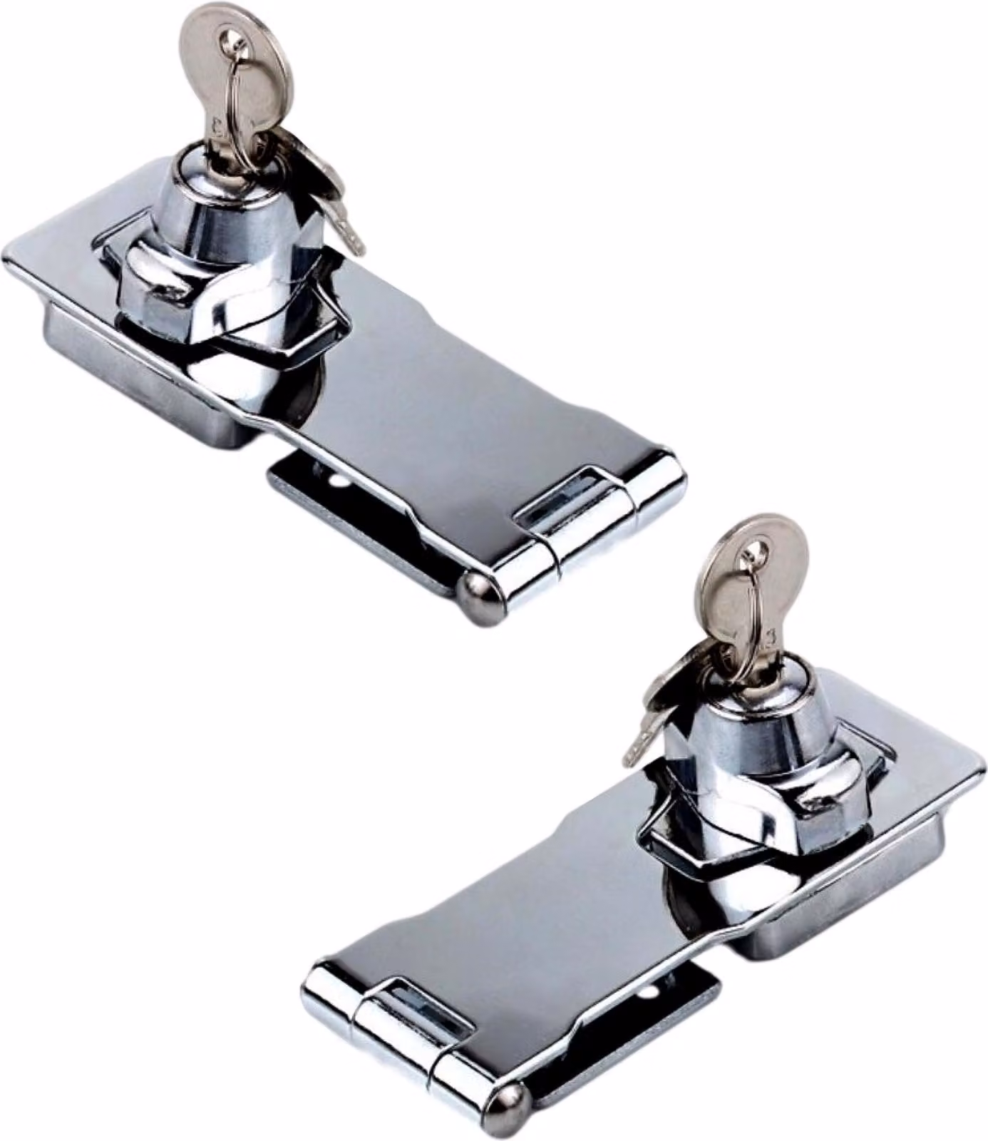 set di 2 chiusure a chiave da 105 mm x 40 mm con serratura e 2 chiavi | serratura di sicurezza con 6 viti | serratura a vite | serratura per mobili | serratura per armadietti | lucchetto | catenaccio per porte