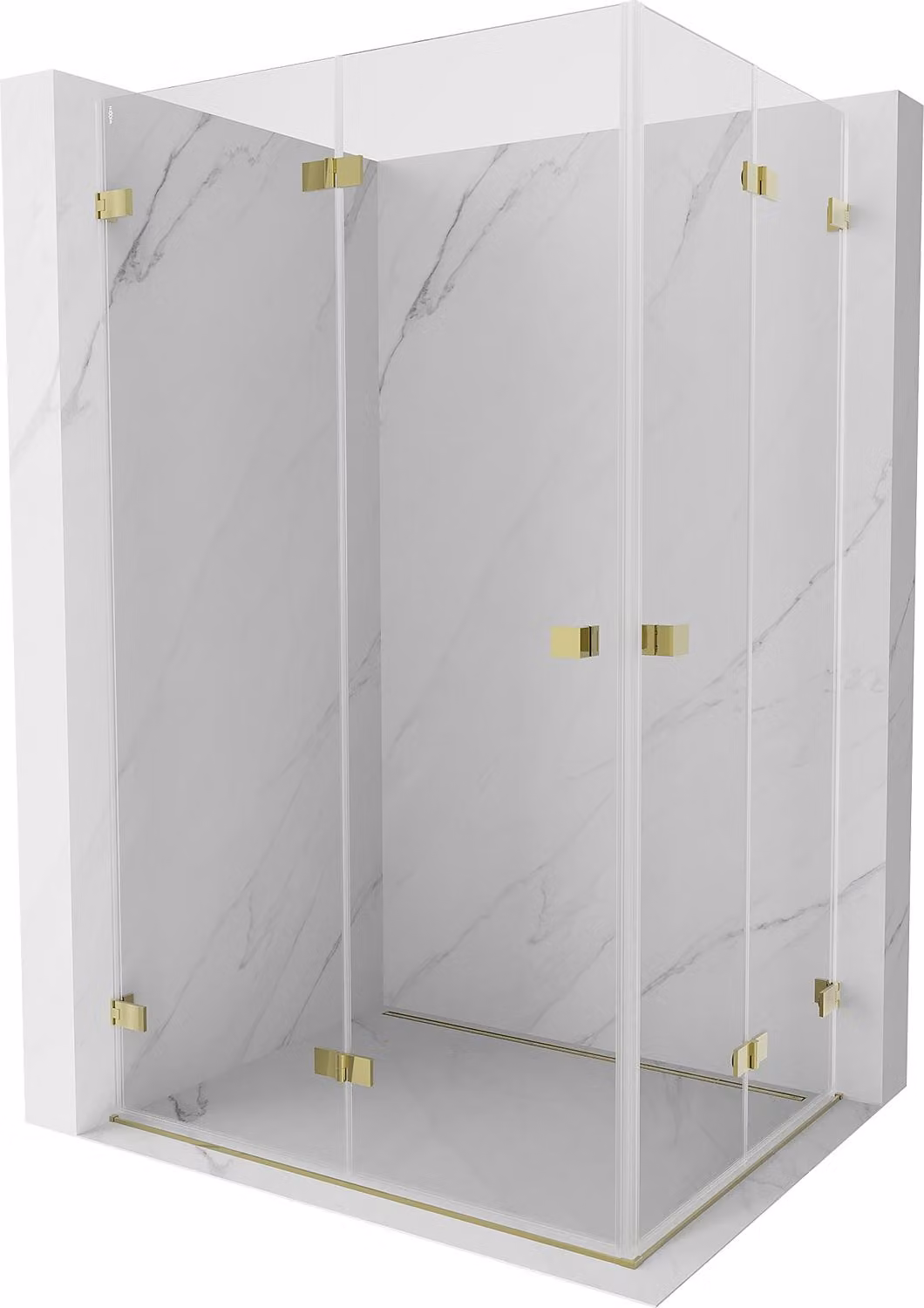 Mexen Lunar-F Duo cabina doccia pieghevole 85 x 75 cm, trasparente, oro - 836-085L-075P-50-00