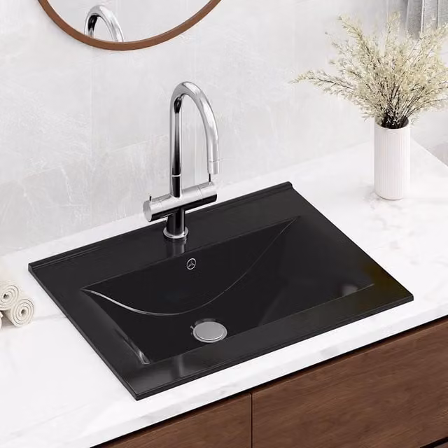 Lavello da appoggio rettangolare in ceramica bianca vidaXL L: 60 cm, P: 46 cm, H: 16 cm – 1