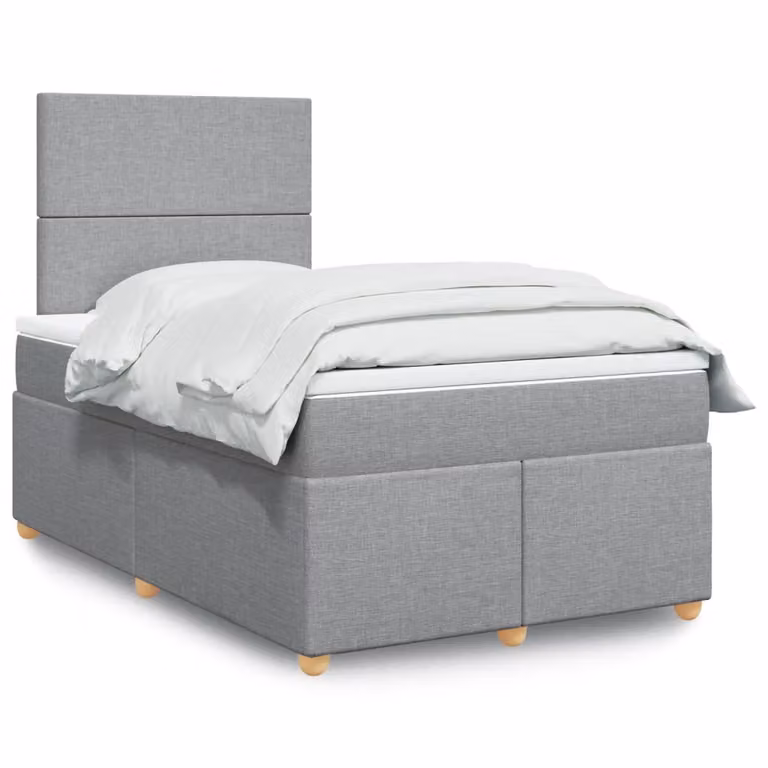 vidaXL Giroletto a Molle con Materasso Ibrido in Tessuto Grigio e Bianco L/P/H: 200 x 120 x 150,5 cm