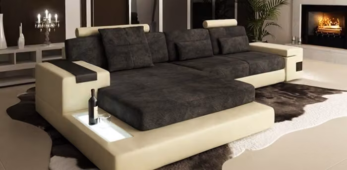 L-Form Wohnlandschaft Big XXL Sofa + USB Leder Polster Ecke Garnitur