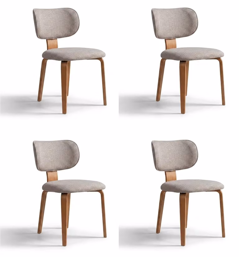 Sedia imbottita vintage, beige e grigio, design moderno, struttura in legno, ideale per la cucina