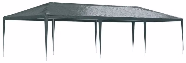 Tenda da festa professionale - 4 x 9 metri, colore verde - Tessuto in polietilene da 90 g/m² - Struttura in acciaio - Ideale per feste all'aperto e in giardino