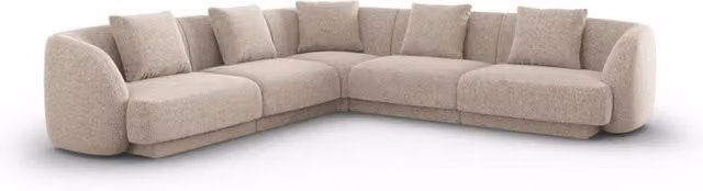 Divano angolare reversibile Tulum Cosmopolitan Design a 5 posti in ciniglia beige L/P/H: 255 x 141 x 70 cm