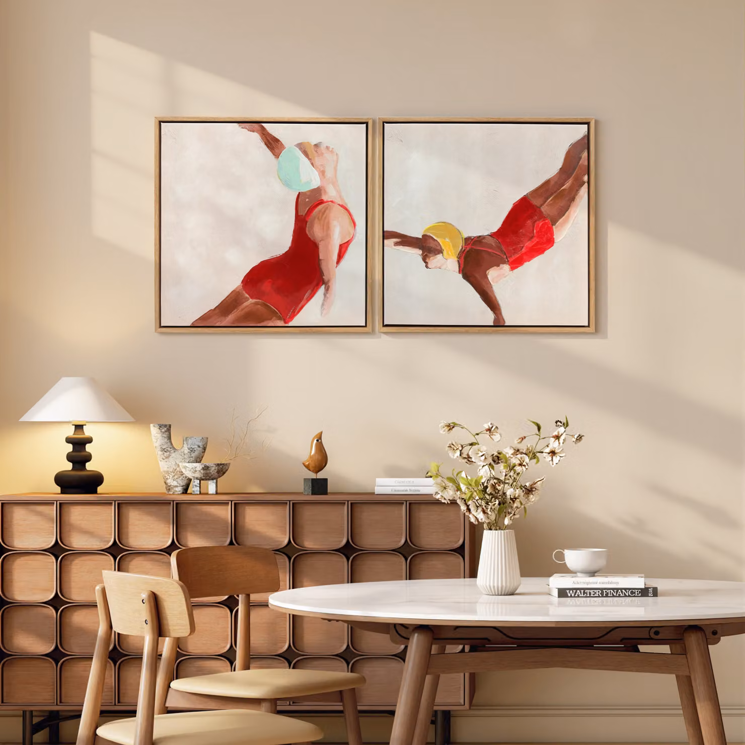 Set di 2 Quadri su Tela Moderni HOMCOM con Stampa Artistica Astratta Multicolore, L/P/H: 40 x 40 x 40 cm – 2