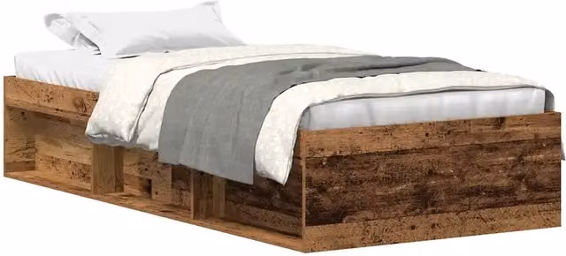 Letto singolo per adulti in legno di pino color marrone con struttura a doghe fisse L/P/H: 90 x 190 x 35 cm – 1