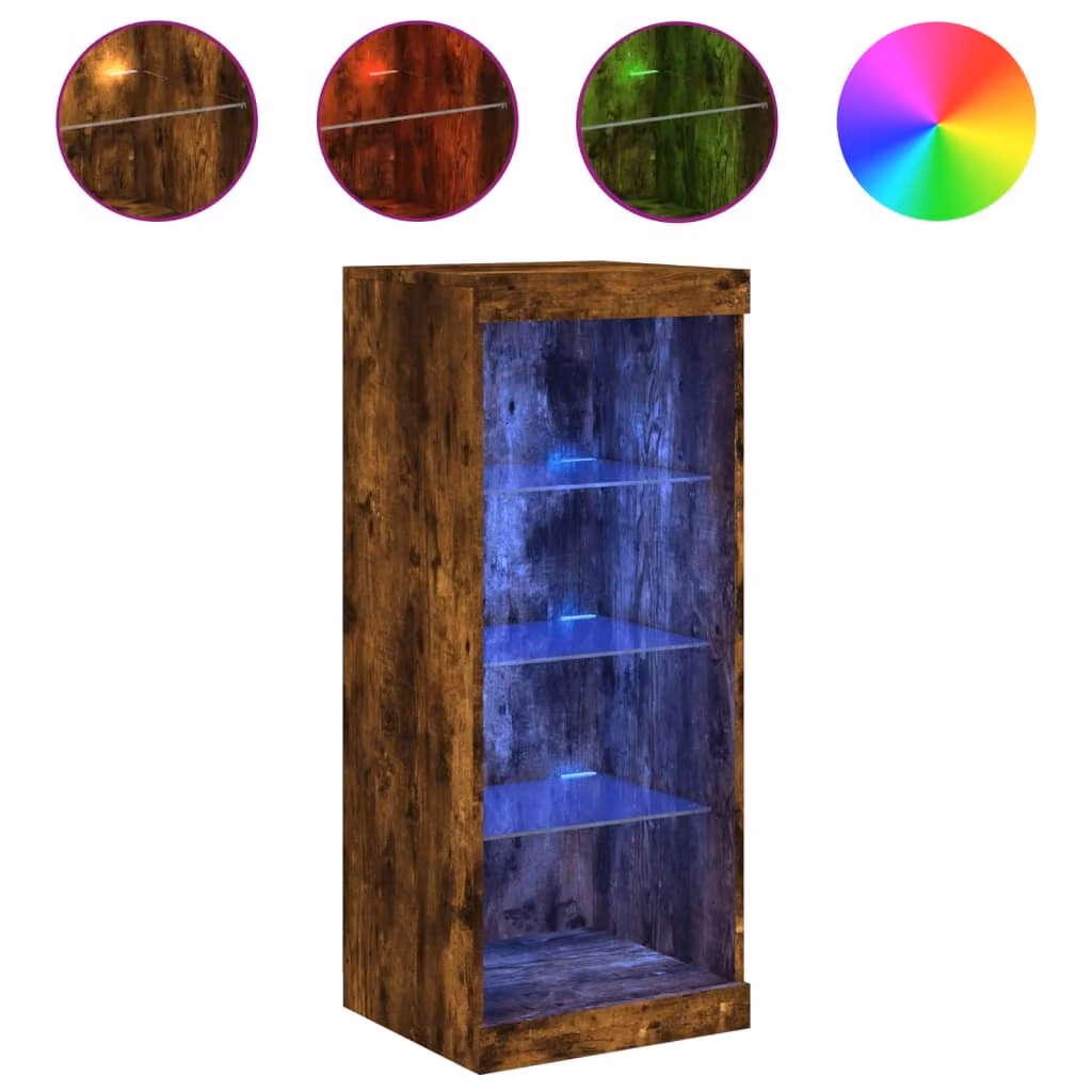 Credenza con Luci LED Rovere Fumo 41x37x100 cm