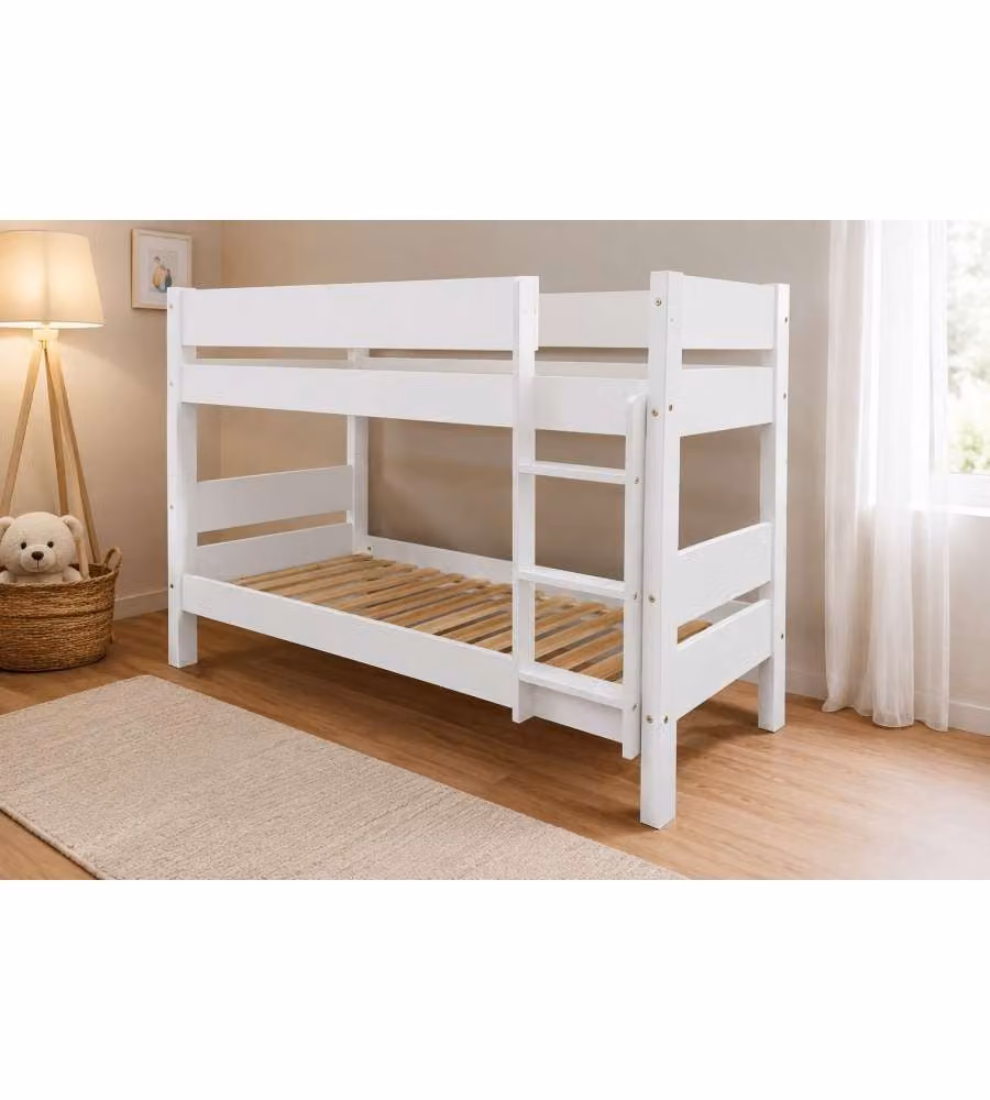 Domo Mea Letto a Castello in Legno Bianco L: 199 cm, P: 89.5 cm