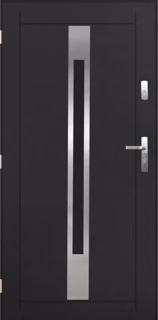 Porta esterna in acciaio sinistra 90cm antracite, isolamento termico, vetro stratificato, resistente alle intemperie, pronta per l'installazione