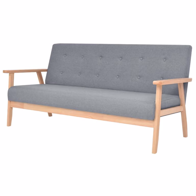 Set divano 2 pezzi in tessuto grigio chiaro