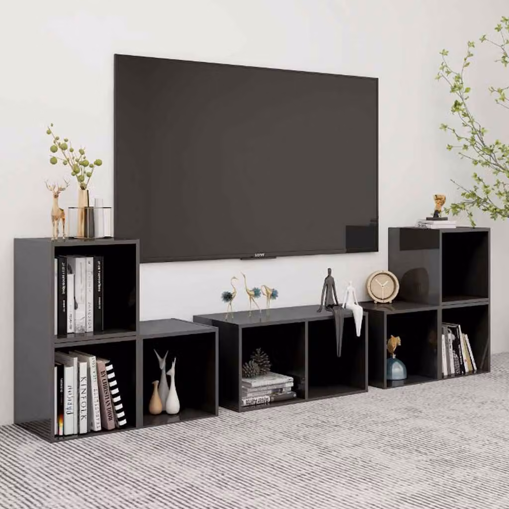 Set Mobili TV Moderno vidaXL in 6 Pezzi Grigio Lucido in Legno e MDF per il tuo Soggiorno