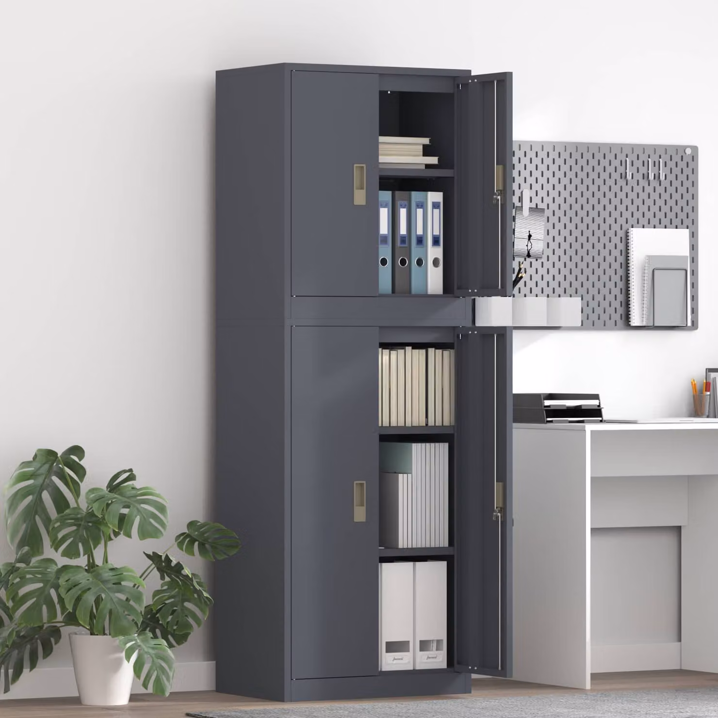 vidaXL Armadio 2 pz Antracite 60 x 40 x 175 cm Acciaio Bloccabile