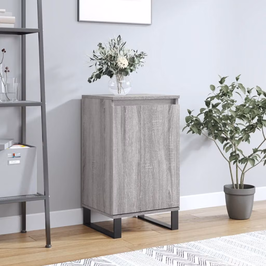 Credenza moderna vidaXL in legno multistrato e metallo, Grigio Sonoma, L: 40 cm, P: 35 cm, H: 70 cm