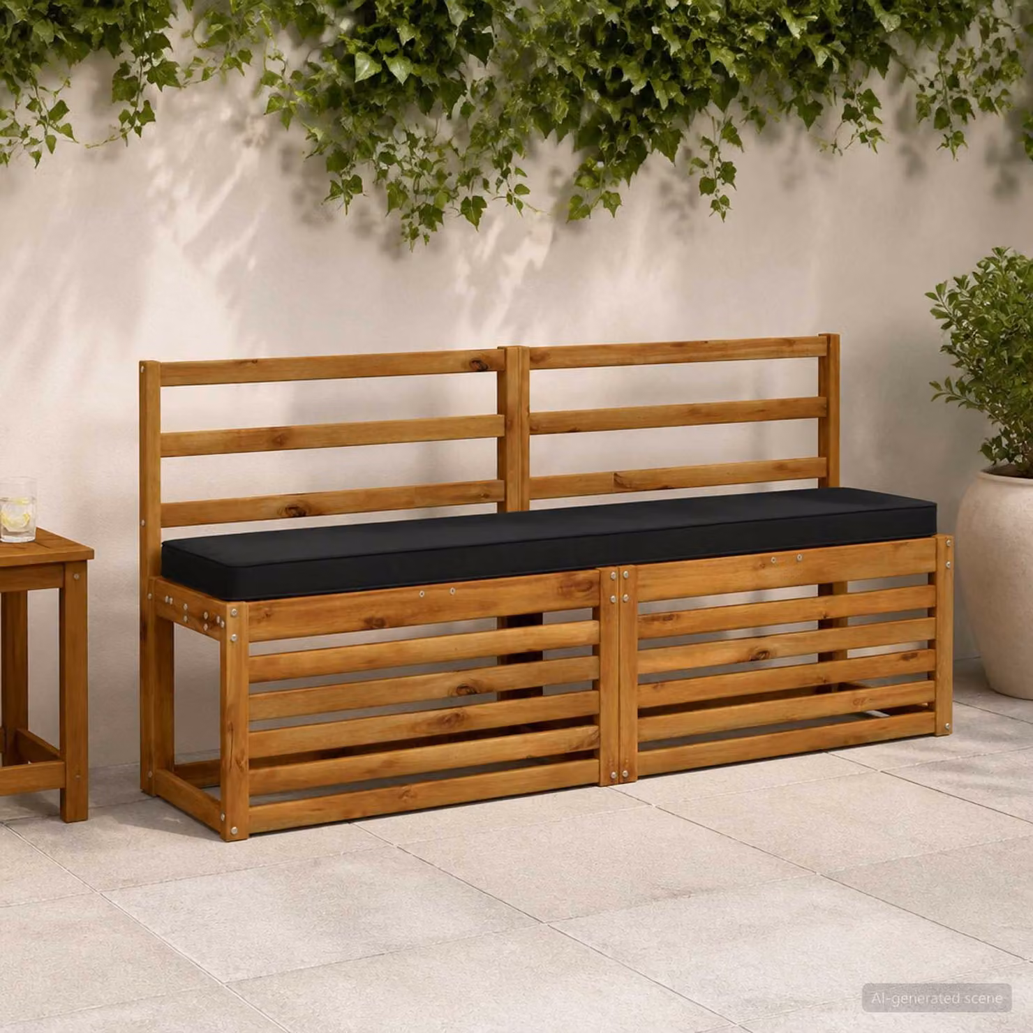 Cuscino per Panchina vidaXL Nero in Poliestere con Rivestimento Rimovibile e Resistente ai Raggi UV